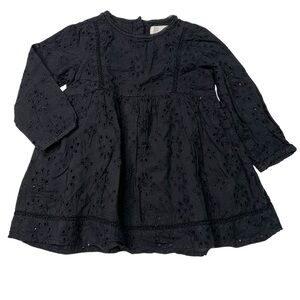 Zara Baby Girls 12-18M Black Eyelet Dress
